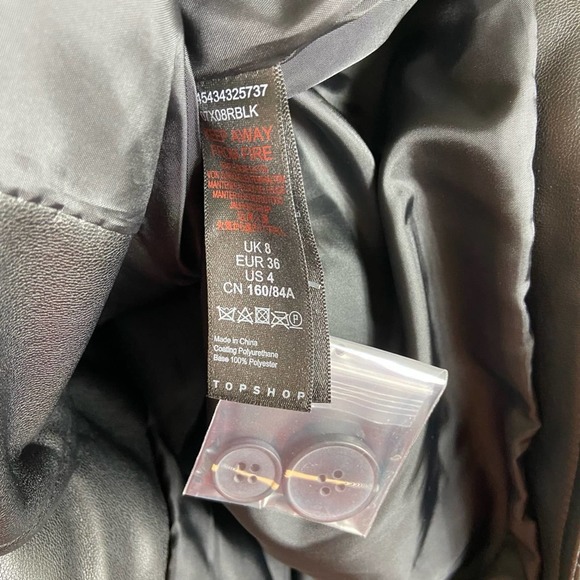 NEW Topshop Quinn Quilted Trench Jacket Black Faux Leather Belted Puffer Size 4 - Picture 8 of 9